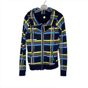 Women's The Battalion Eco Conscious Organic Cotton Plaid Knit Jacket Size Medium